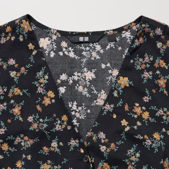 Uniqlo Printed V-Neck Long-Sleeve Flare Mini Dress - Picture 5 of 11